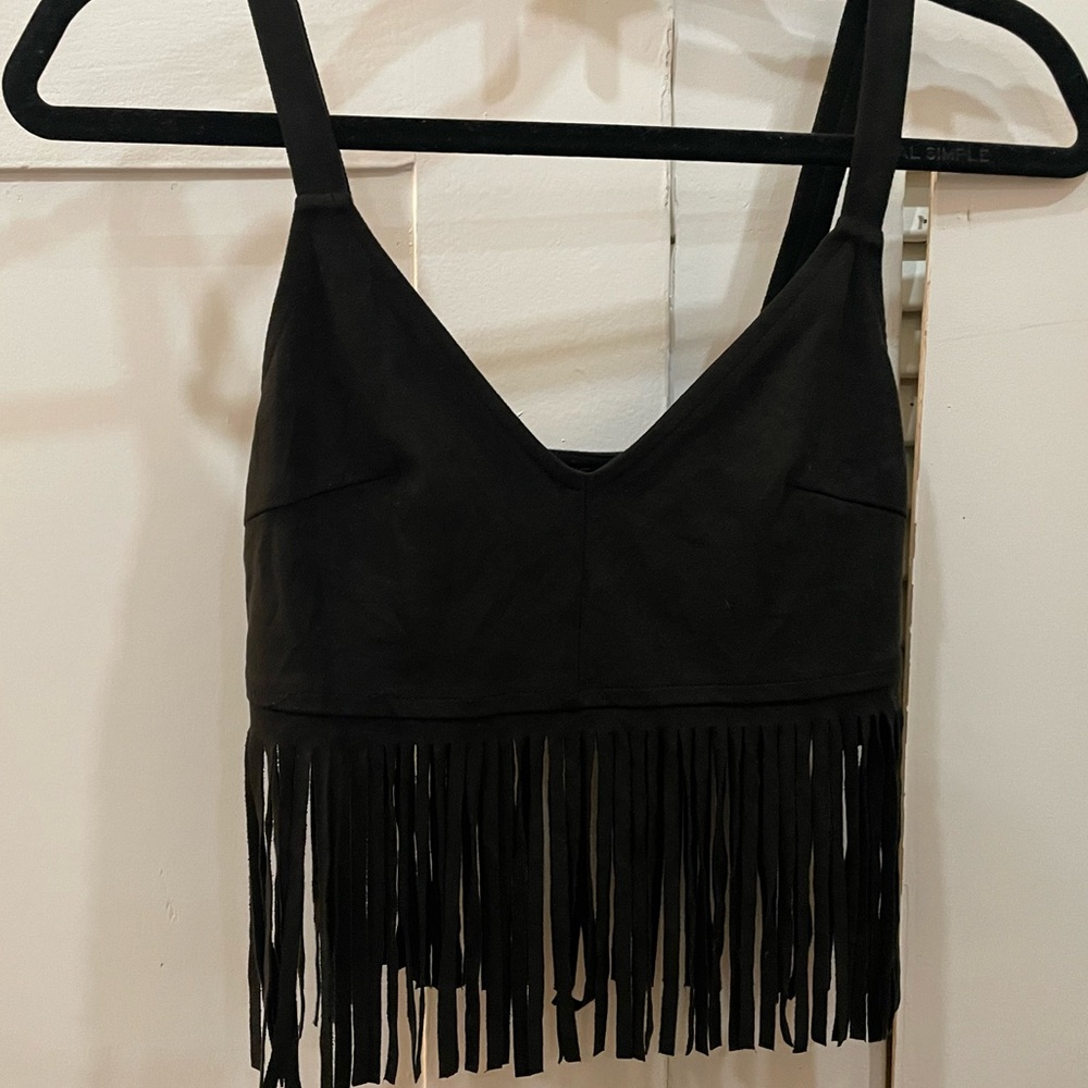 TopShop Black Suede Crop Top